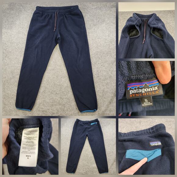 Patagonia Synchilla Snap T Pants Mens XL Navy Fleece Joggers Outdoors Sweatpants - Picture 1 of 16